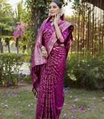 Koram Pink Kanjivaram Soft Satin Silk Zari Weaving Border And Woven Pallu Saree With Blouse For Women