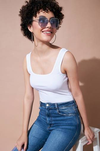 White Rib Sleeveless Top