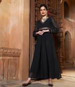 Black Lace Detail Chiffon Maxi Dress