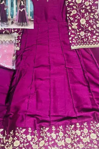 Burgundy Golden Embroidered Anarkali Suit