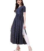 Navy blue heavy rayon bandhani print festive kurtis