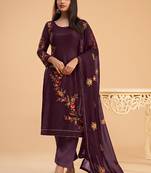 Violet georgette embroidered designer salwar suit