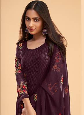 Violet georgette embroidered designer salwar suit 3