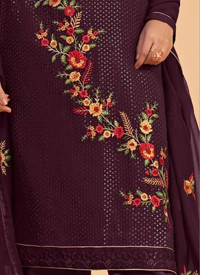 Violet georgette embroidered designer salwar suit 4