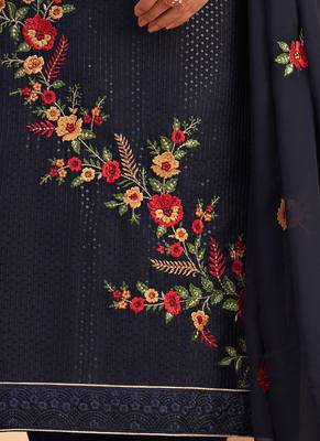 Navy blue georgette embroidered designer salwar suit 4