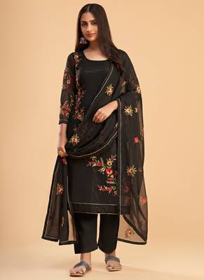 Black georgette embroidered designer salwar suit 1