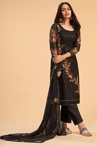 Black georgette embroidered designer salwar suit