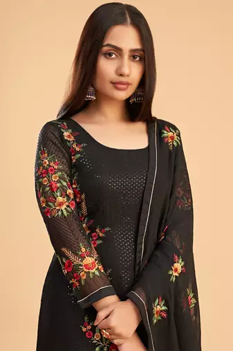 Black georgette embroidered designer salwar suit