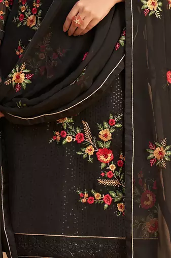Black georgette embroidered designer salwar suit