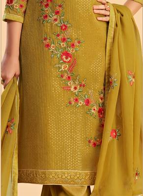 Mustard georgette embroidered designer salwar suit 4