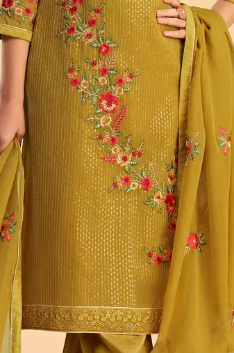 Mustard georgette embroidered designer salwar suit