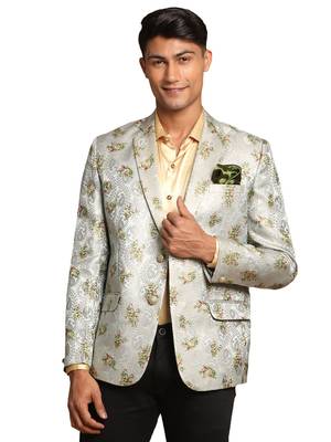 Men'S Green Jaquared Blazer 2