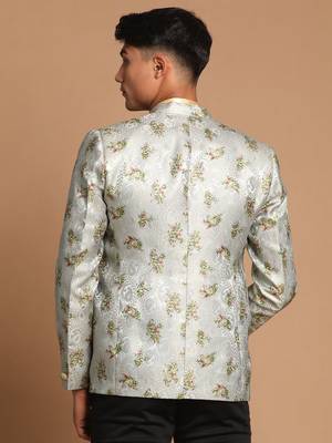 Men'S Green Jaquared Blazer 5