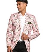 Pink Printed Satin Twill Blazer
