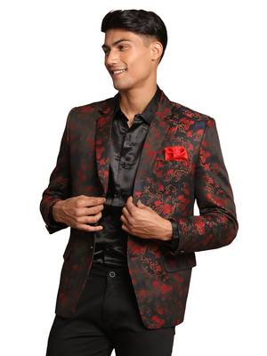 maroon jacquard blazer 1