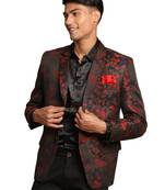 Men'S Maroon Jaquared Blazer