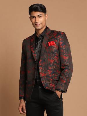 maroon jacquard blazer 2