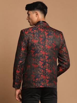 maroon jacquard blazer 3