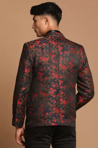 maroon jacquard blazer