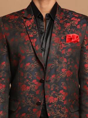 maroon jacquard blazer 4