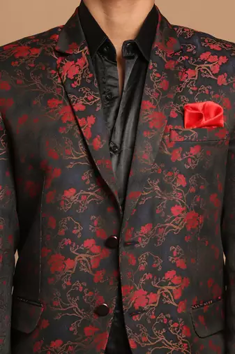 maroon jacquard blazer
