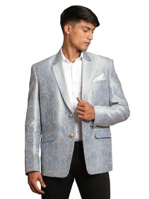 greyish blue jacquard blazer 1