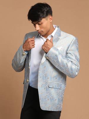 greyish blue jacquard blazer 2