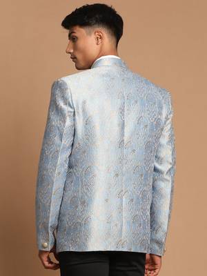 greyish blue jacquard blazer 3