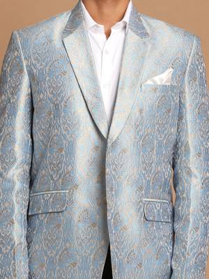 greyish blue jacquard blazer 4