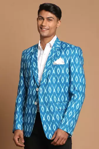 Blue Ikkat Blazer
