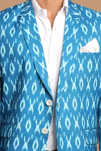 Blue Ikkat Blazer
