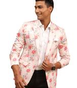 Men'S Peach Printed Satin Twill Blazer