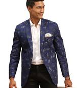 Navy Blue Jaquared Blazer