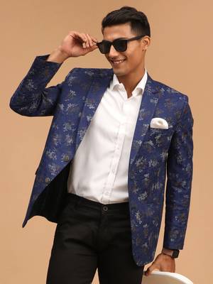 Navy Blue Jaquared Blazer 2