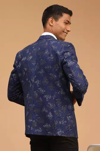 Navy Blue Jaquared Blazer