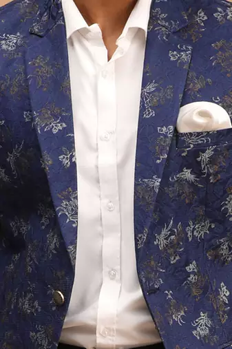 Navy Blue Jaquared Blazer