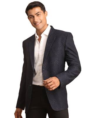 Navy Blue Silk Blend Blazer 1