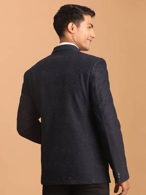 Navy Blue Silk Blend Blazer 3