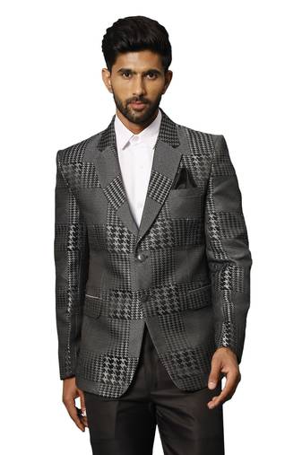 Men'S Black Houndstooth Blazer