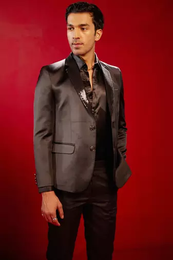 brown sequence collar blazer