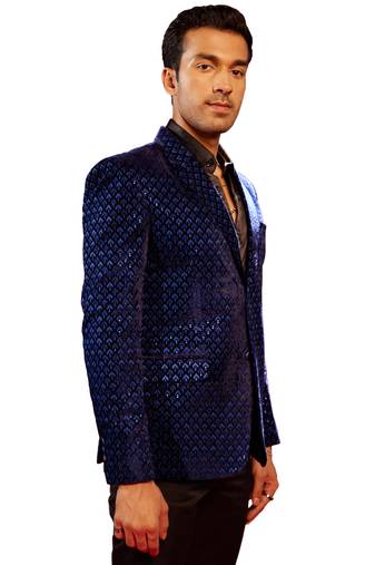 Men'S Blue Velvet Blazer