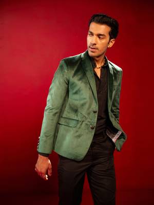 Green Velvet Blazer 1