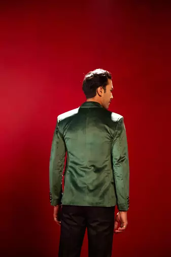 Green Velvet Blazer