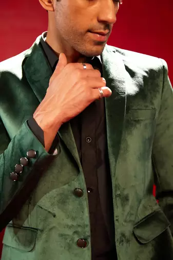 Green Velvet Blazer