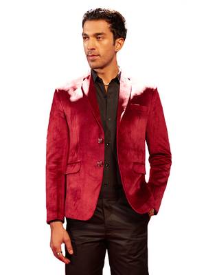 Maroon Velvet Blazer 1
