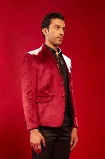 Maroon Velvet Blazer