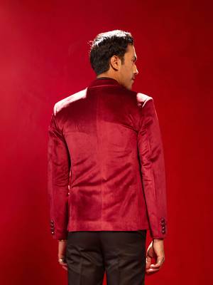 Maroon Velvet Blazer 3
