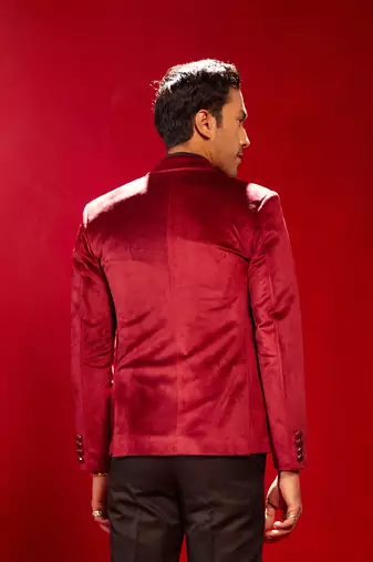 Maroon Velvet Blazer
