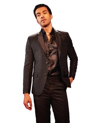 brown embroidered blazer 1