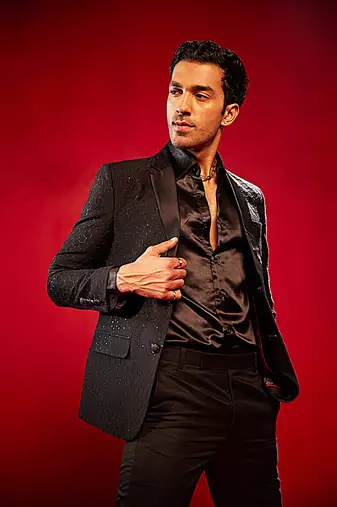 brown embroidered blazer